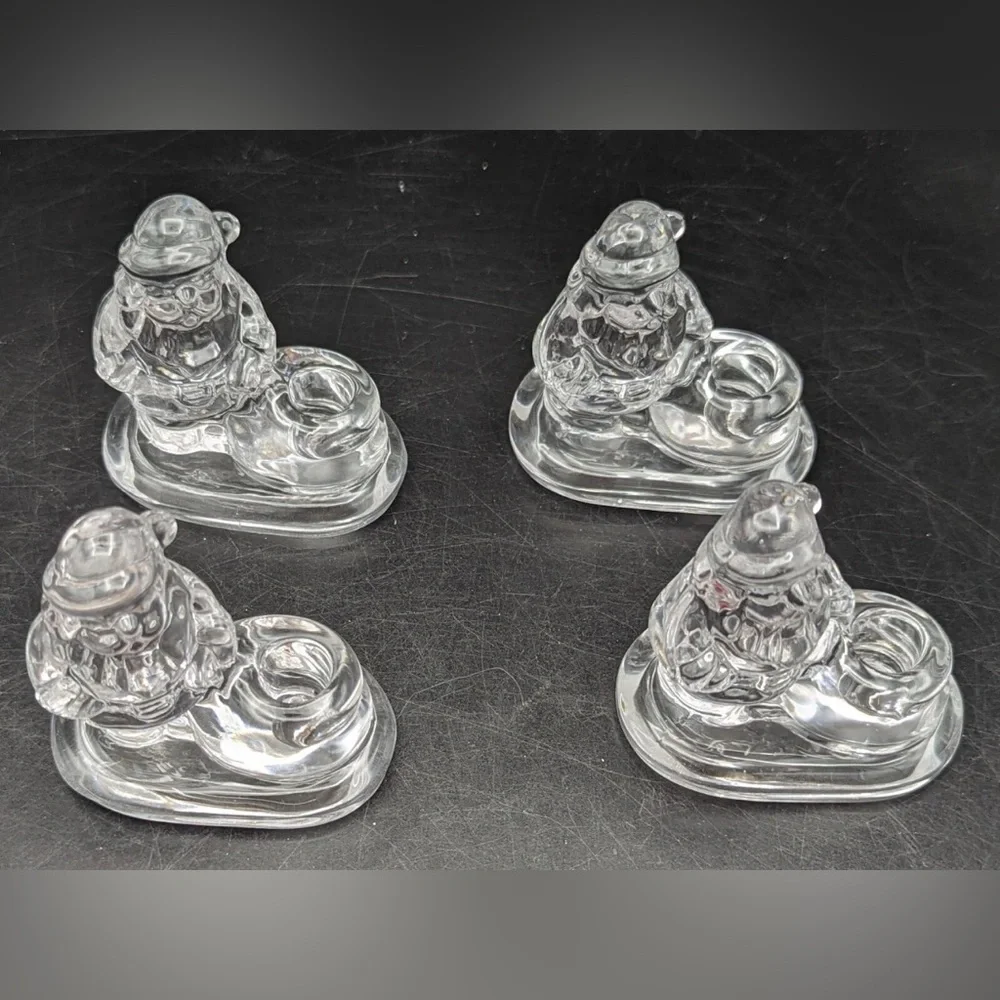 Williams Sonoma Santa Tiny Taper Holders - Clear